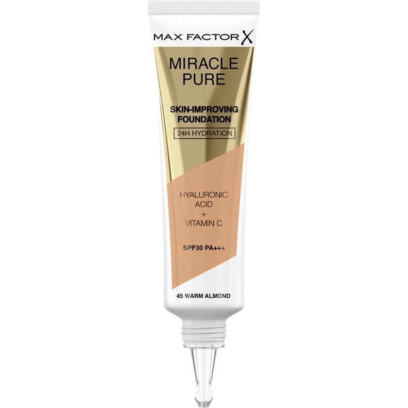 Max Factor Miracle Pure Skin-Improving Foundation 24h Hydration Spf30 45-Warm Almond 30ml