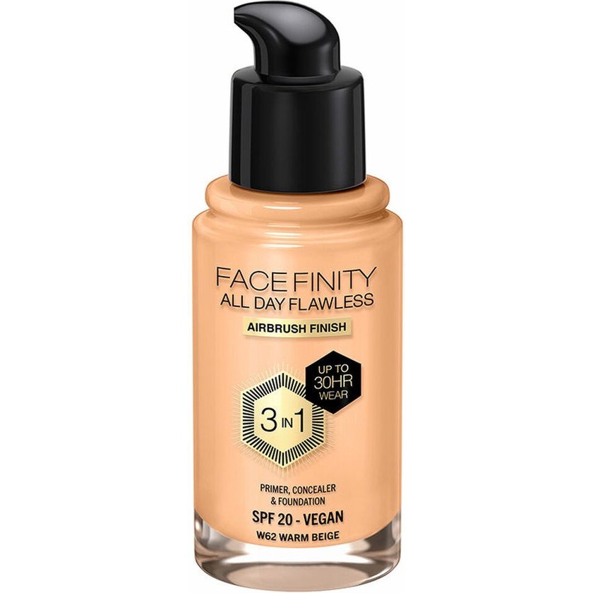 Max Factor Facefinity All Day Flawless 3 In 1 Foundation W62-Warm Beige 30ml