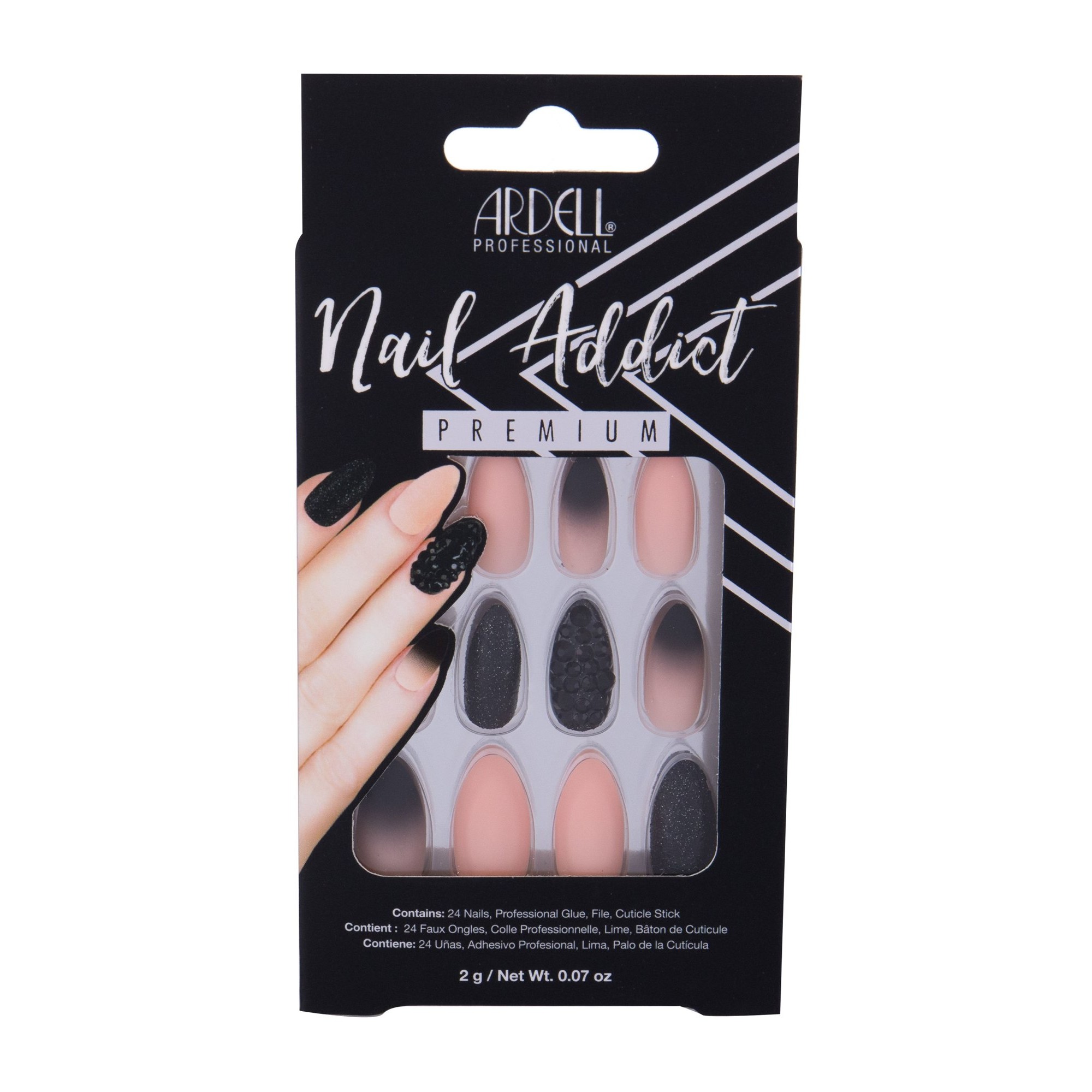 Ardell Nail Addict Black Stud y Pink Ombre 1 U