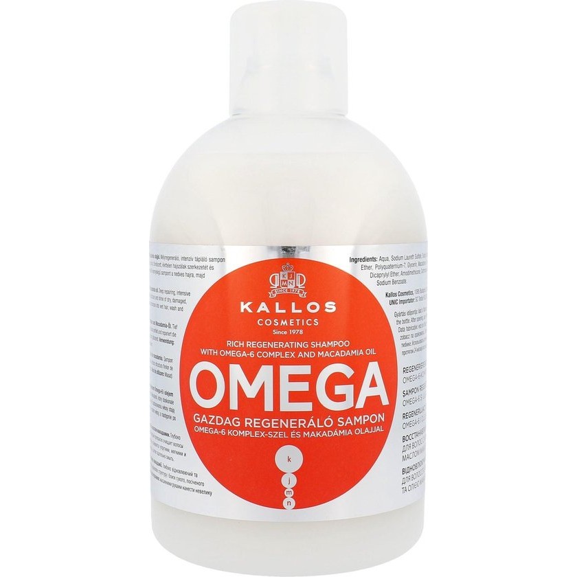 Shampoo Kallos Cosmetics With Omega-6 Complex 1 L