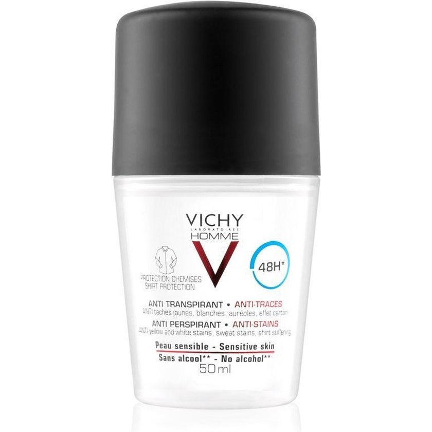 Vichy Homme 48h Antiperspirant Against White And Yellow Spots For Men 50 Ml