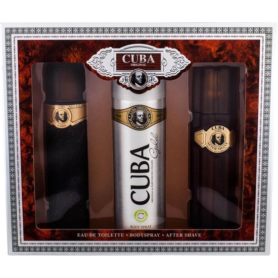 Cuba – Cuba Gold Gift Set 100 ml After Shave Cuba Gold 100 ml and deospray Cuba Gold 200 ml – 100ML