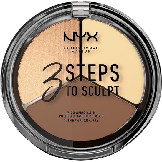 NYX Professional Makeup 3 Steps to Sculpt Face Sculpting Palette – Light 3STS02 – Highlighter en Contouring make-up – 15 gr