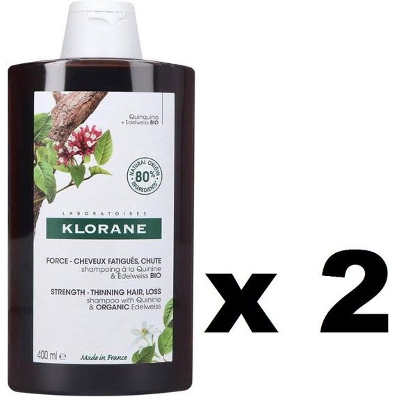 Klorane Shampoo With Quinine And Edelveiss Bio 2x400ml