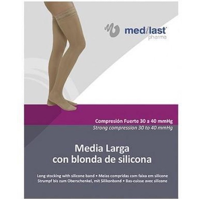 Medilast Long Black Lace Stockings Strong Compression Extra Large