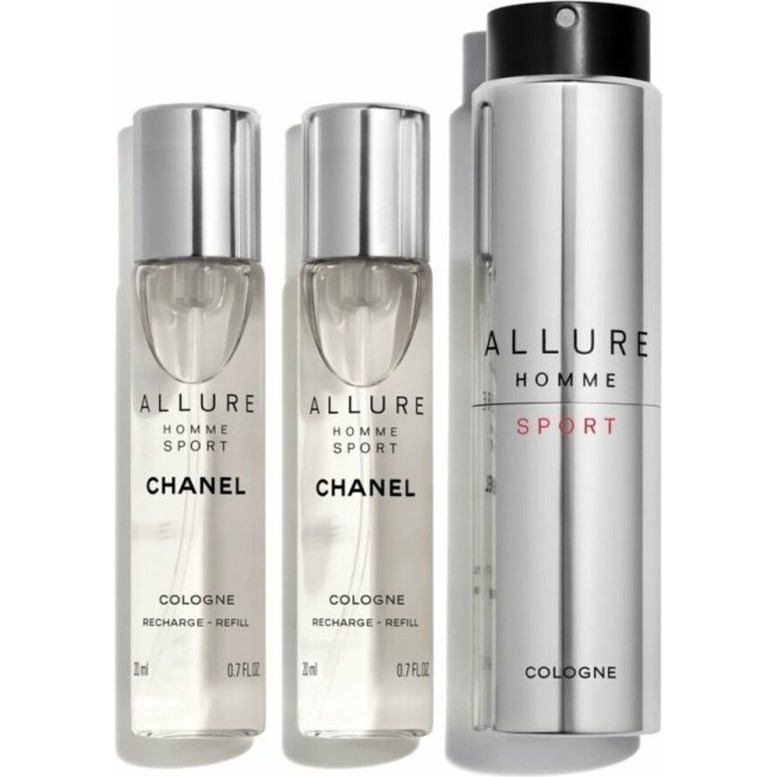 ALLURE HOMME SPORT COLOGNE vaporizador recarregavel portatil e dos refis 3 x 20 ml