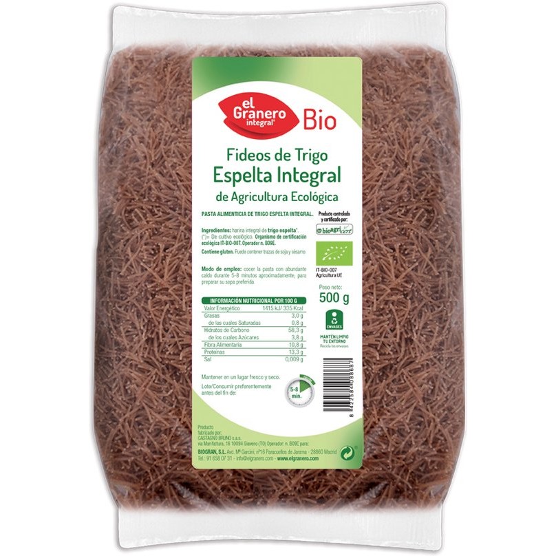 Granero Organic Wholegrain Spelt Fine Noodles 500g